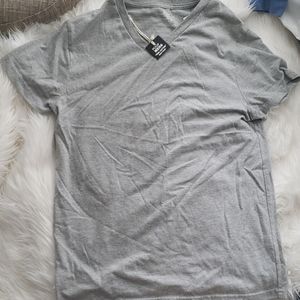 Poof Pima Cotton New York Gray V Neck T Shirt